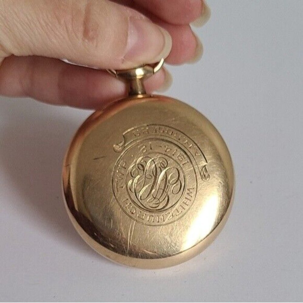Antique Elgin 1920s Grade 387 Gold Filled Engraved Grandpa Core Pocket Watch - Picture 5 of 12